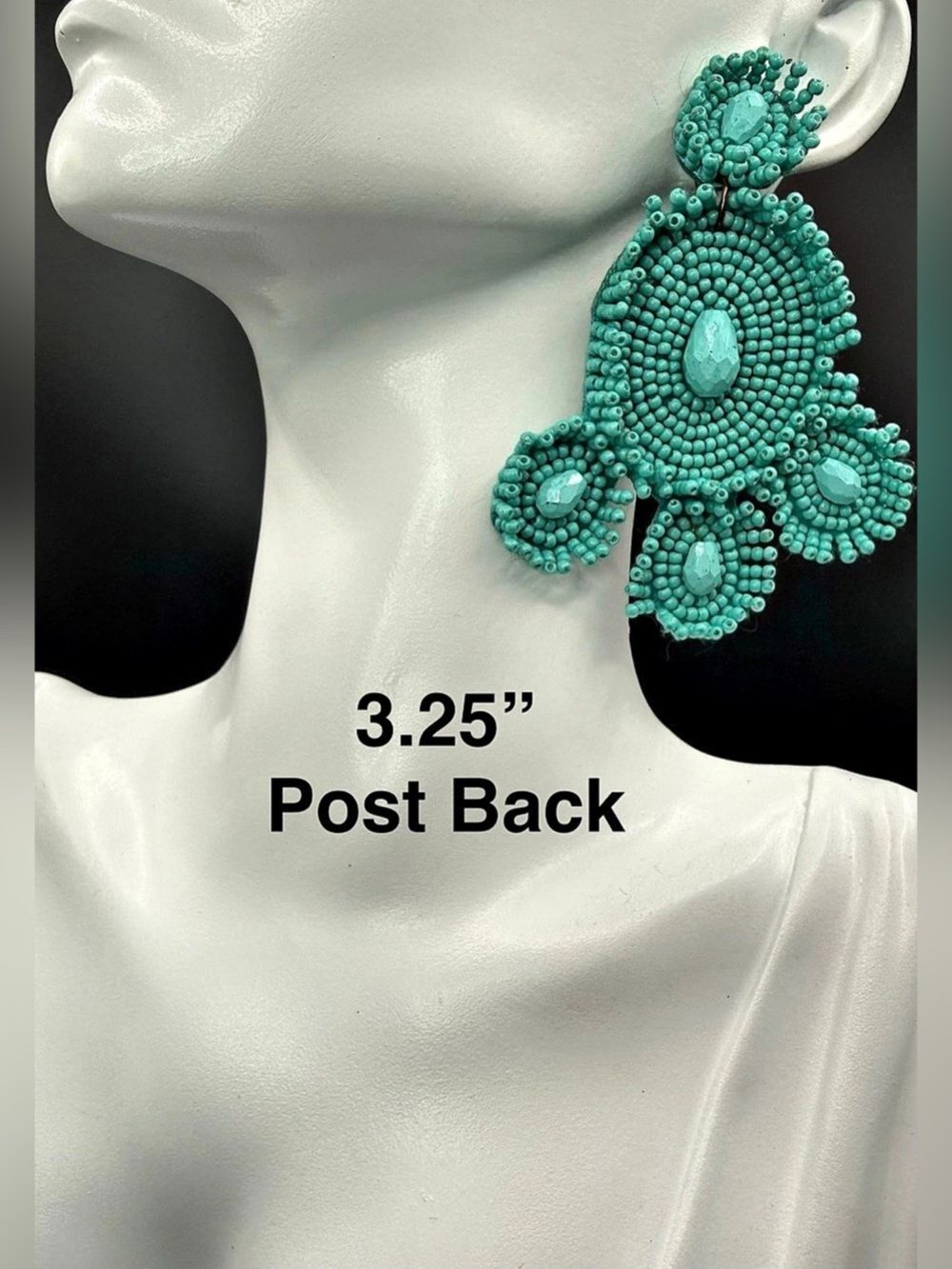 E86. Turquoise Beaded Statement Earrings